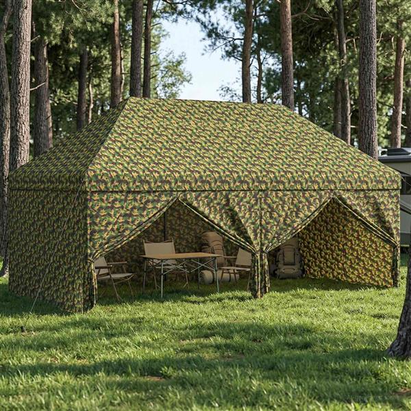 Grote foto vidaxl tent met 4 zijwanden 2 9 x 5 8 m leger camouflage tuin en terras overige tuin en terras