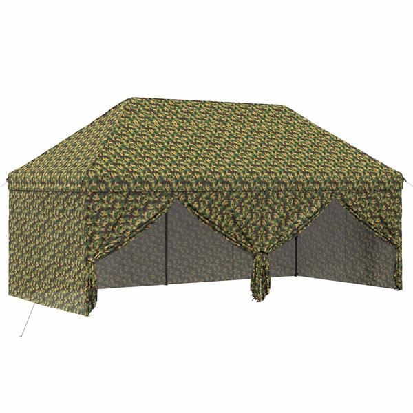 Grote foto vidaxl tent met 4 zijwanden 2 9 x 5 8 m leger camouflage tuin en terras overige tuin en terras