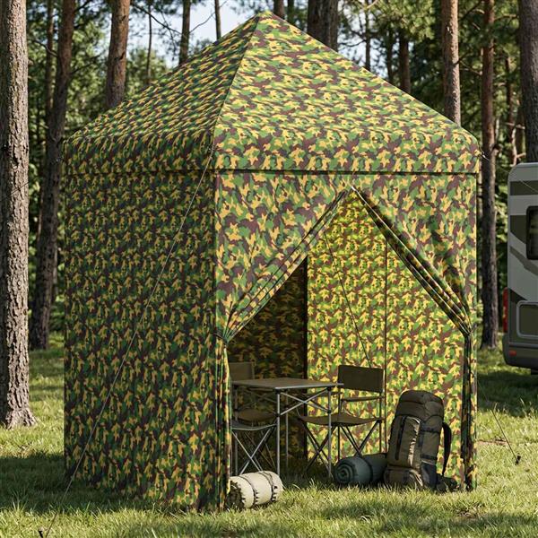 Grote foto vidaxl tent met 4 zijwanden 2 x 2 m leger camouflage tuin en terras overige tuin en terras