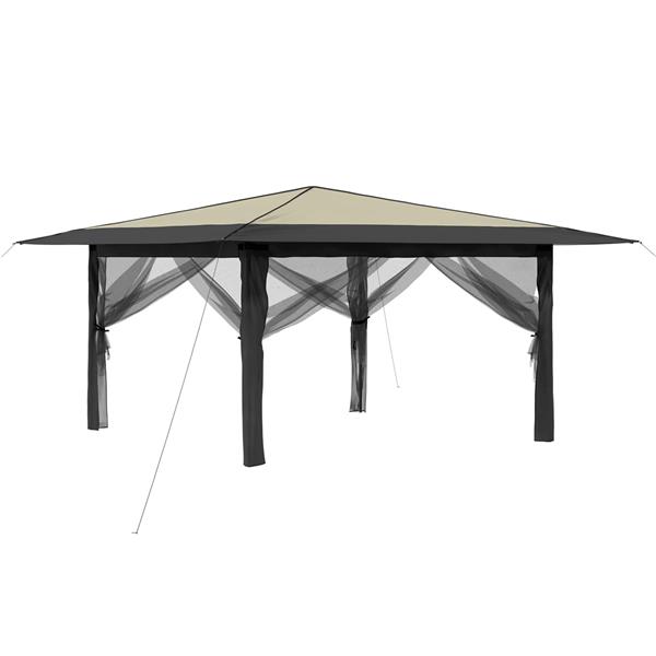 Grote foto vidaxl paviljoen met 4 zijwanden 4 x 4 m cr me en antraciet tuin en terras overige tuin en terras