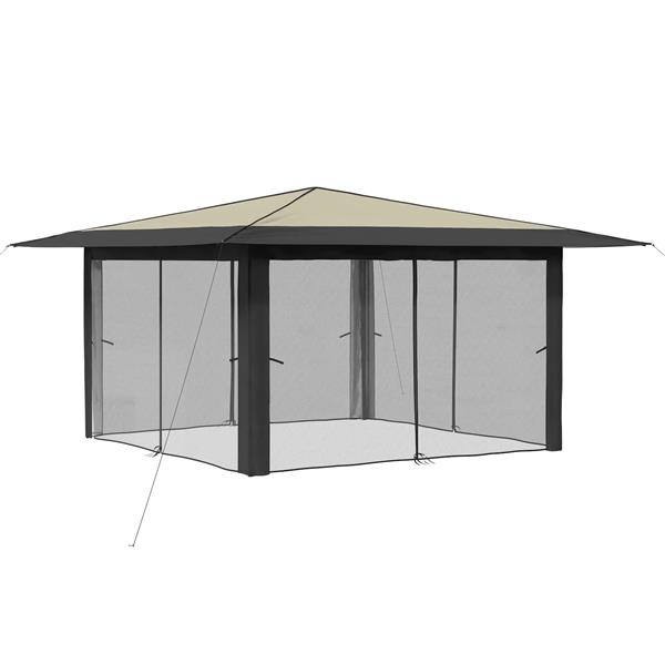 Grote foto vidaxl paviljoen met 4 zijwanden 4 x 4 m cr me en antraciet tuin en terras overige tuin en terras