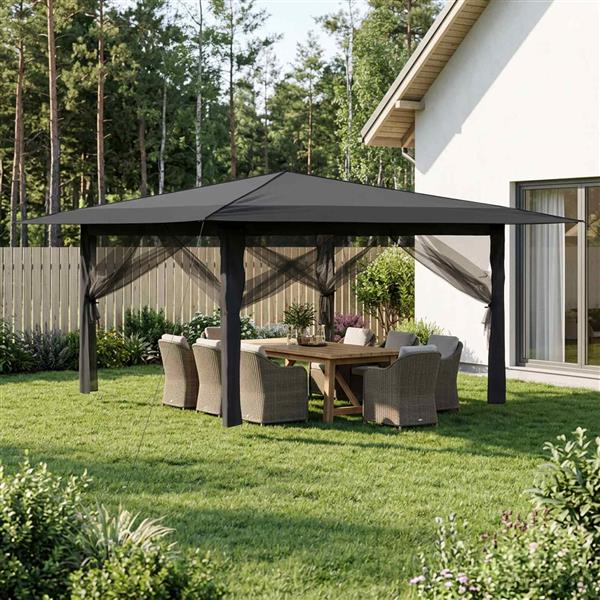 Grote foto vidaxl paviljoen met 4 zijwanden 4 x 4 m tuin en terras overige tuin en terras