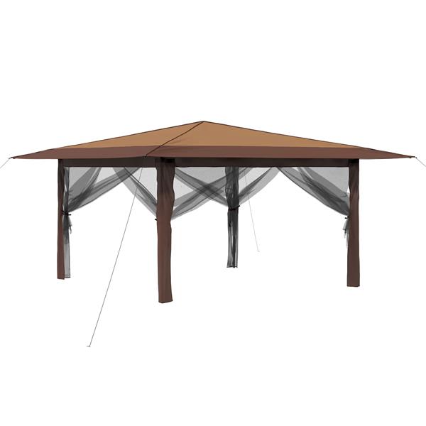 Grote foto vidaxl paviljoen met 4 zijwanden 4 x 4 m beige en bruin tuin en terras overige tuin en terras