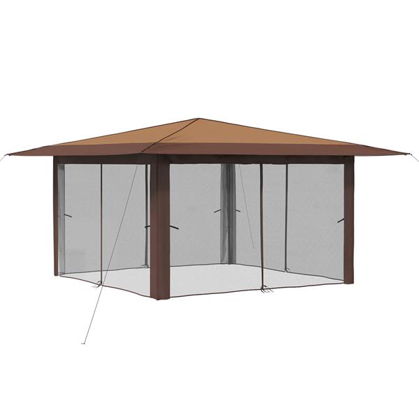 Grote foto vidaxl paviljoen met 4 zijwanden 4 x 4 m beige en bruin tuin en terras overige tuin en terras