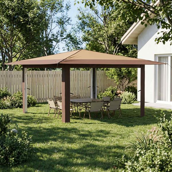 Grote foto vidaxl paviljoen zonder zijwand 4 x 4 m beige en bruin tuin en terras overige tuin en terras