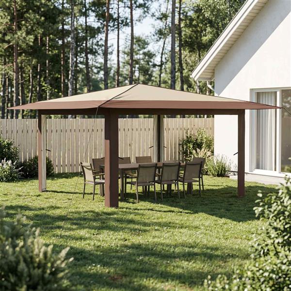 Grote foto vidaxl paviljoen zonder zijwand 4 x 4 m cr me en bruin tuin en terras overige tuin en terras