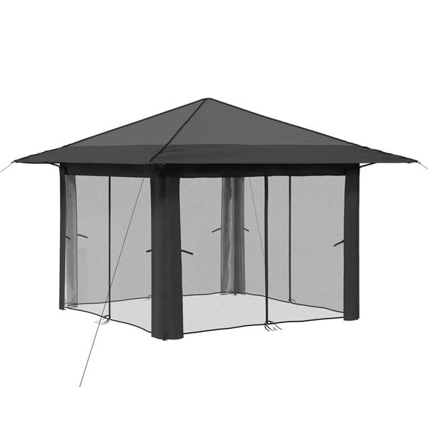 Grote foto vidaxl gazebo met 4 zijwanden lichtgrijs en antracietkleurig tuin en terras overige tuin en terras