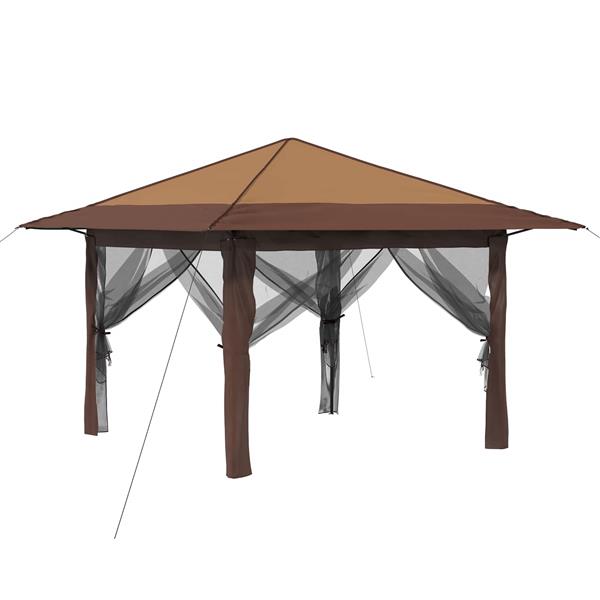 Grote foto vidaxl gazebo met 4 zijwanden 3 3 x 3 3 m beige en bruin tuin en terras overige tuin en terras