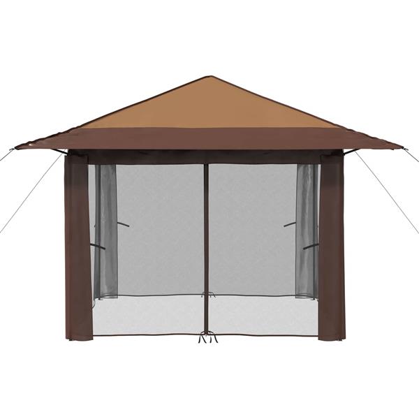 Grote foto vidaxl gazebo met 4 zijwanden 3 3 x 3 3 m beige en bruin tuin en terras overige tuin en terras