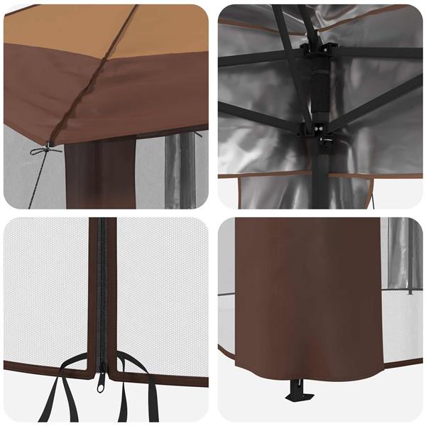 Grote foto vidaxl gazebo met 4 zijwanden 3 3 x 3 3 m beige en bruin tuin en terras overige tuin en terras