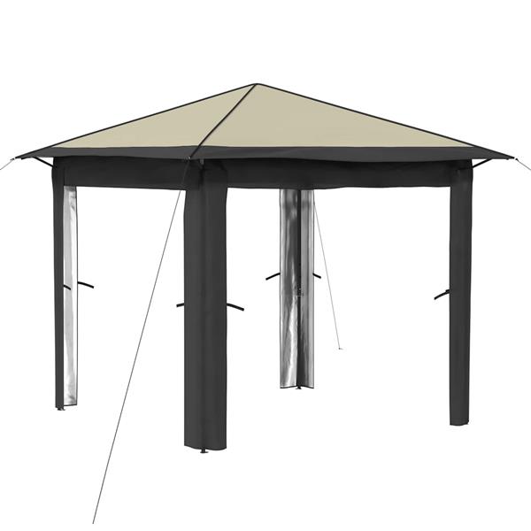 Grote foto vidaxl gazebo zonder zijwand 2 6 x 2 6 m cr me en antraciet tuin en terras overige tuin en terras