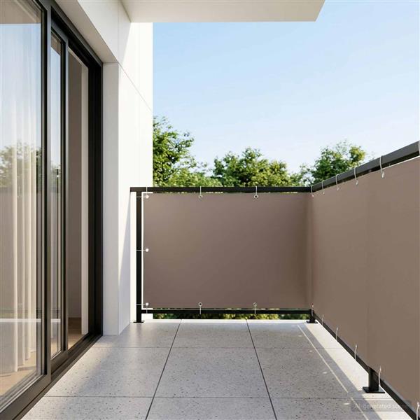 Grote foto vidaxl balkonscherm 1 5 x 25 m stof met pu coating taupe tuin en terras overige tuin en terras