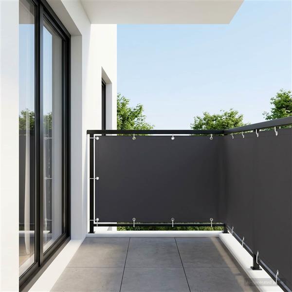 Grote foto vidaxl balkonscherm 1 5 x 25 m stof met pu coating zwart tuin en terras overige tuin en terras