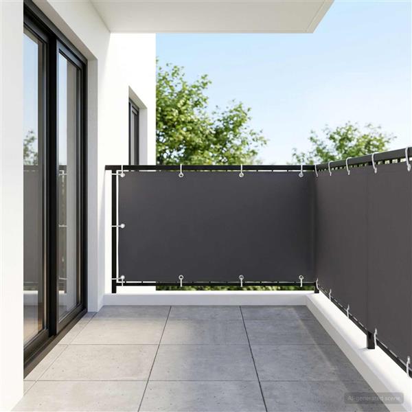 Grote foto vidaxl balkonscherm 1 5 x 15 m stof met pu coating antraciet tuin en terras overige tuin en terras