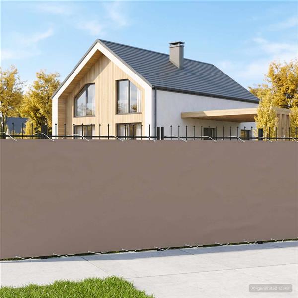 Grote foto vidaxl balkonscherm 1 2 x 25 m stof met pu coating taupe tuin en terras overige tuin en terras