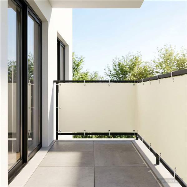 Grote foto vidaxl balkonscherm 1 2 x 25 m stof met pu coating cr mekleurig tuin en terras overige tuin en terras