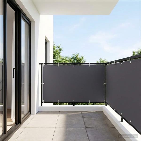 Grote foto vidaxl balkonscherm 1 2 x 25 m stof met pu coating antraciet tuin en terras overige tuin en terras
