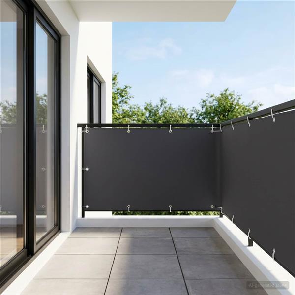 Grote foto vidaxl balkonscherm 1 2 x 15 m stof met pu coating zwart tuin en terras overige tuin en terras