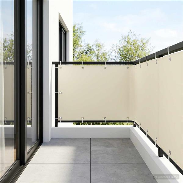 Grote foto vidaxl balkonscherm 1 2 x 15 m stof met pu coating cr mekleurig tuin en terras overige tuin en terras