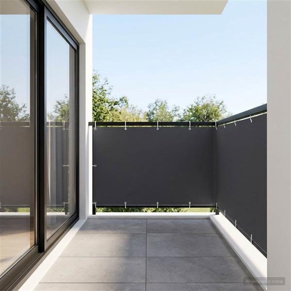 Grote foto vidaxl balkon privacy scherm 150 x 300 cm stof met pu coating zwart tuin en terras overige tuin en terras