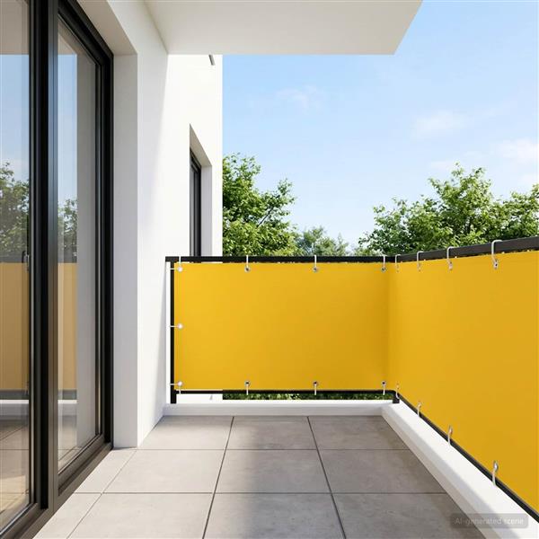 Grote foto vidaxl balkon privacy scherm 150 x 200 cm stof met pu coating geel tuin en terras overige tuin en terras