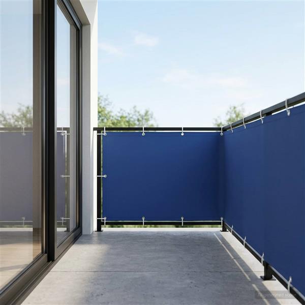 Grote foto vidaxl balkon privacy scherm 150 x 600 cm stof met pu coating blauw tuin en terras overige tuin en terras