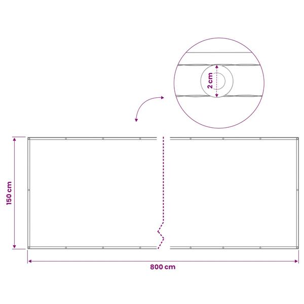 Grote foto vidaxl balkon privacy scherm 150 x 800 cm stof met pu coating wit tuin en terras overige tuin en terras