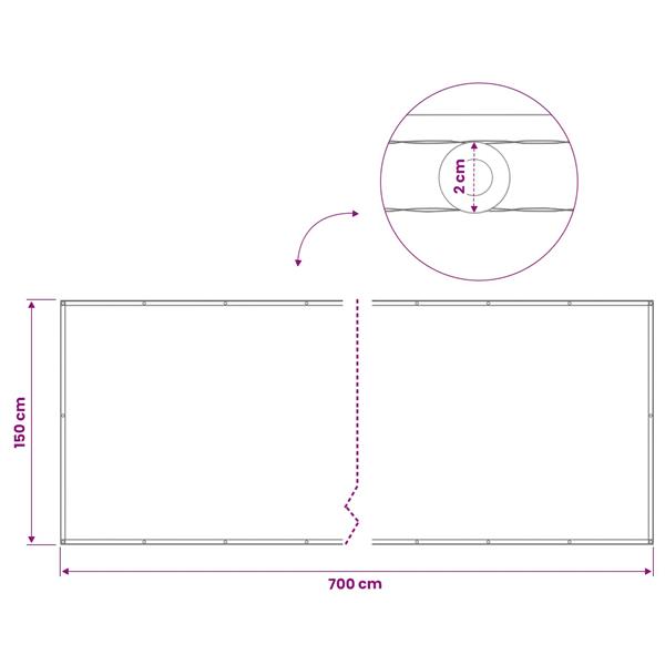 Grote foto vidaxl balkon privacy scherm 150 x 700 cm stof met pu coating wit tuin en terras overige tuin en terras