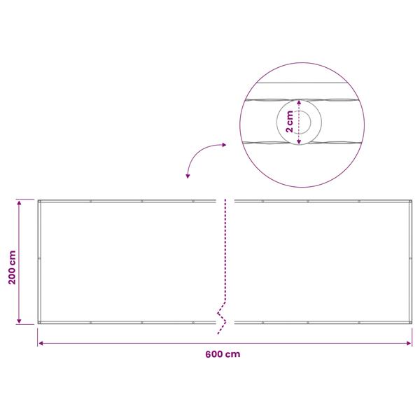 Grote foto vidaxl balkon privacy scherm 200 x 600 cm stof met pu coating tuin en terras overige tuin en terras