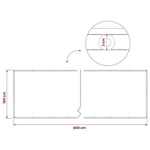 Grote foto vidaxl balkon privacy scherm 180 x 800 cm stof met pu coating tuin en terras overige tuin en terras