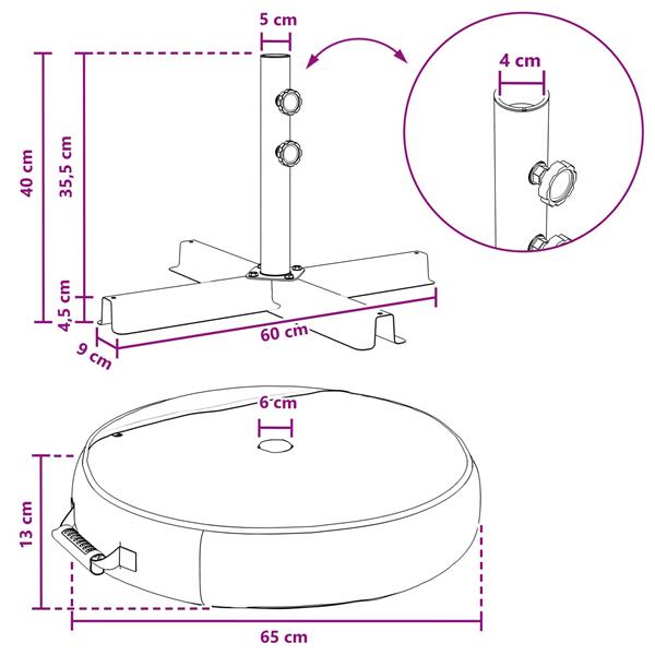 Grote foto vidaxl patio parasolvoet 60 x 60 cm staal zwart tuin en terras overige tuin en terras