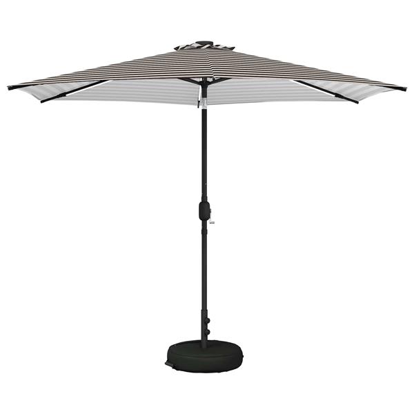 Grote foto vidaxl tuinparasol met led lampen en voet 300 x 300 cm polyester tuin en terras overige tuin en terras