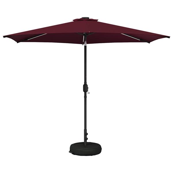 Grote foto vidaxl tuinparasol met led lampen en voet 300 x 300 cm polyester tuin en terras overige tuin en terras