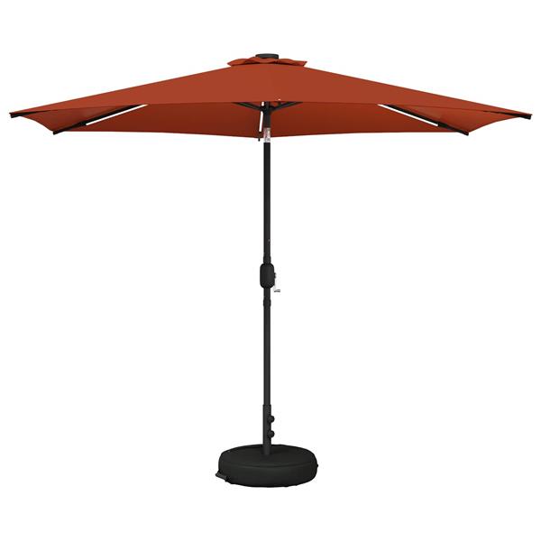 Grote foto vidaxl tuinparasol met led lampen en voet 300 x 300 cm polyester tuin en terras overige tuin en terras
