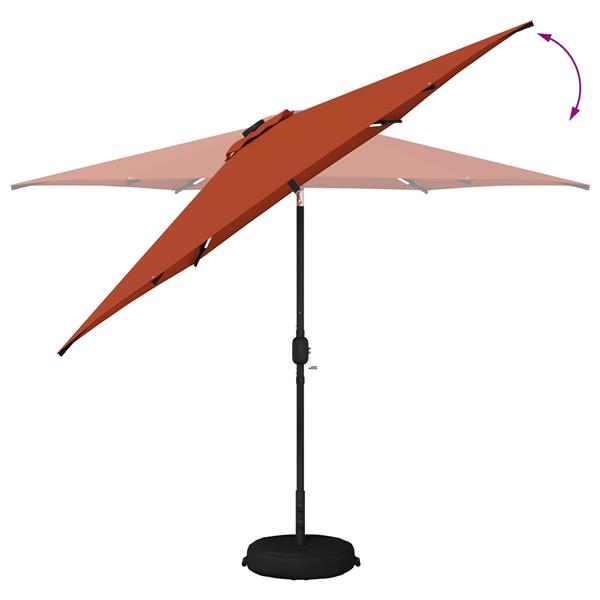 Grote foto vidaxl tuinparasol met led lampen en voet 300 x 300 cm polyester tuin en terras overige tuin en terras