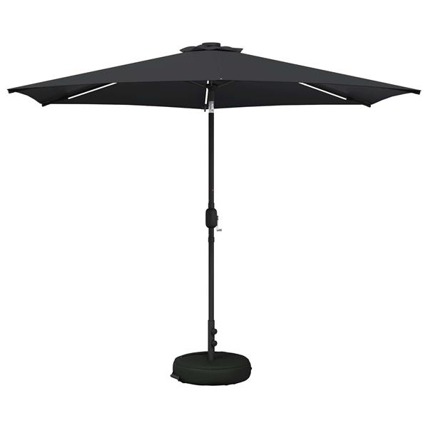 Grote foto vidaxl tuinparasol met led lampen en voet 300 x 300 cm polyester tuin en terras overige tuin en terras