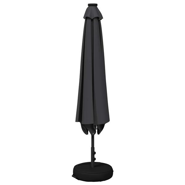 Grote foto vidaxl tuinparasol met led lampen en voet 300 x 300 cm polyester tuin en terras overige tuin en terras