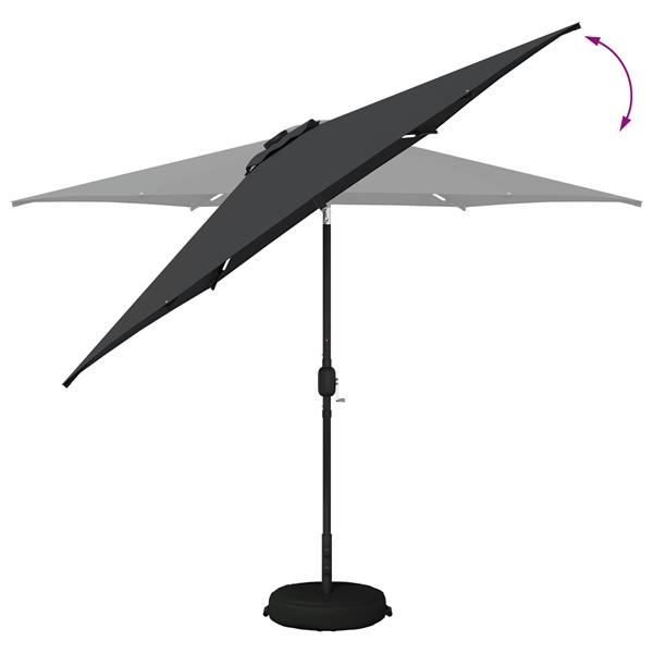 Grote foto vidaxl tuinparasol met led lampen en voet 300 x 300 cm polyester tuin en terras overige tuin en terras