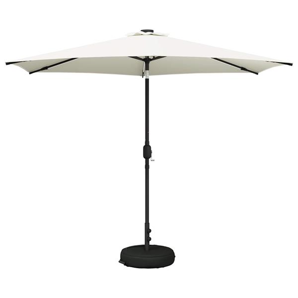 Grote foto vidaxl tuinparasol met led lampen en voet 300 x 300 cm polyester tuin en terras overige tuin en terras