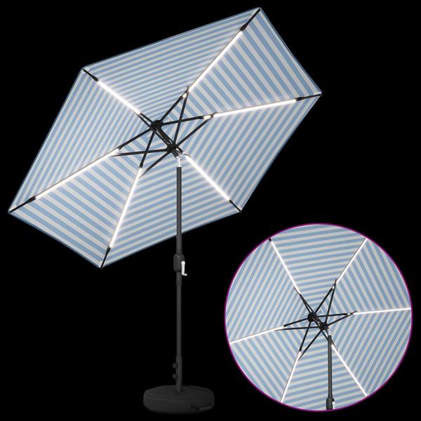 Grote foto vidaxl tuinparasol met led lampen en voet 270 x 270 cm polyester tuin en terras overige tuin en terras