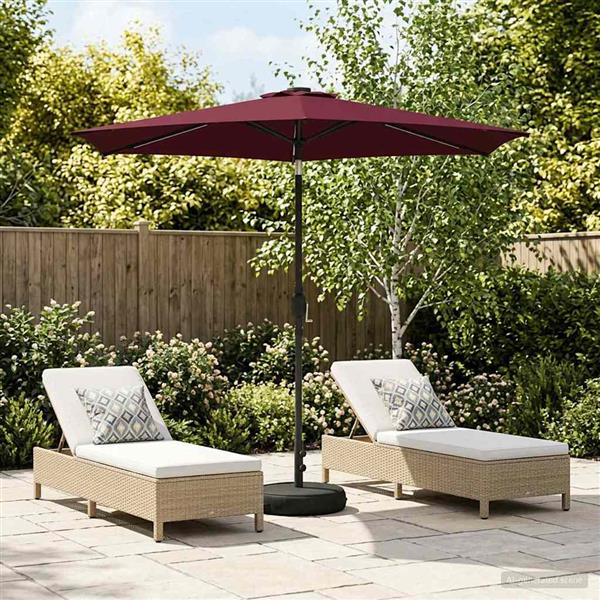 Grote foto vidaxl tuinparasol met led lampen en voet 270 x 270 cm polyester tuin en terras overige tuin en terras