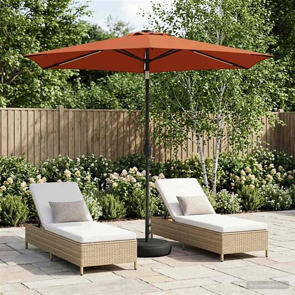 Grote foto vidaxl tuinparasol met led lampen en voet 270 x 270 cm polyester tuin en terras overige tuin en terras