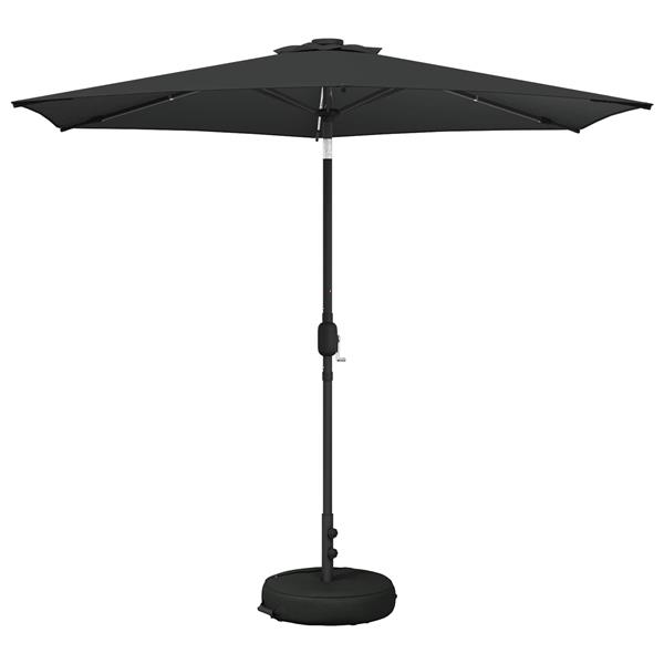 Grote foto vidaxl tuinparasol met led lampen en voet 270 x 270 cm polyester tuin en terras overige tuin en terras
