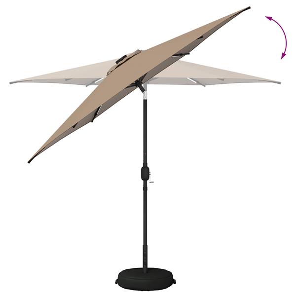 Grote foto vidaxl tuinparasol met led lampen en voet 270 x 270 cm polyester taupe tuin en terras overige tuin en terras