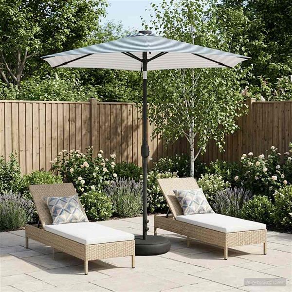 Grote foto vidaxl tuinparasol met led lampen en voet 230 x 230 cm polyester tuin en terras overige tuin en terras