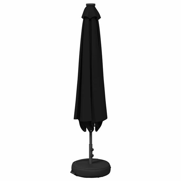 Grote foto vidaxl tuinparasol met led lampen en voet 230 x 230 cm polyester zwart tuin en terras overige tuin en terras