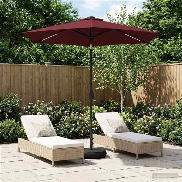Grote foto vidaxl tuinparasol met led lampen en voet 230 x 230 cm polyester tuin en terras overige tuin en terras