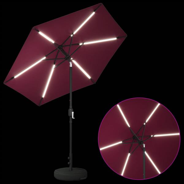 Grote foto vidaxl tuinparasol met led lampen en voet 230 x 230 cm polyester tuin en terras overige tuin en terras