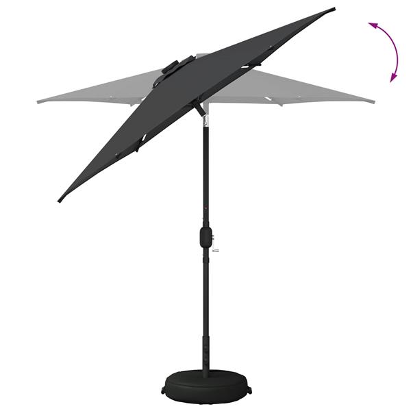 Grote foto vidaxl tuinparasol met led lampen en voet 230 x 230 cm polyester tuin en terras overige tuin en terras