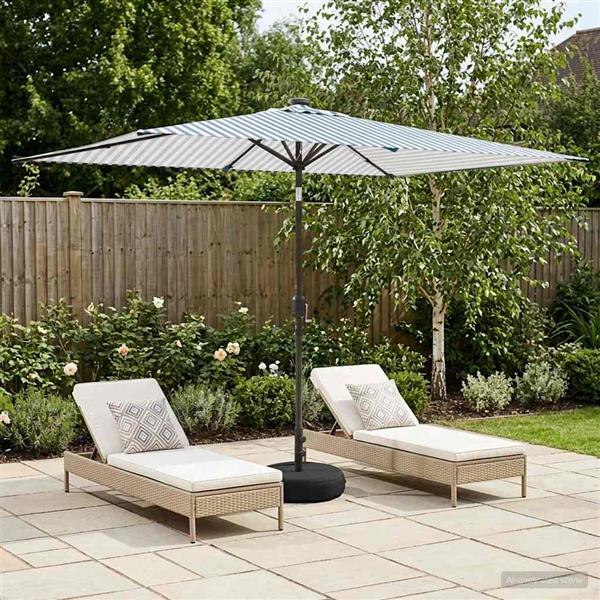 Grote foto vidaxl tuinparasol met led lampen en voet 200 x 300 cm polyester tuin en terras overige tuin en terras